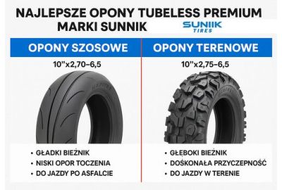 Opony SUNNIK Tubeless 10x2.70-6.5 i 10x2.75-6.5 – modele szosowe i terenowe do hulajnóg elektrycznych