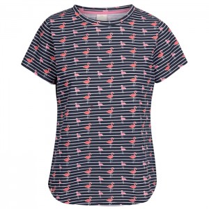 Koszulka damska CARA TRESPASS Navy Flamingo Stripe