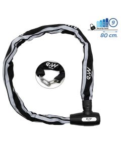 Zabezpiecznie antykradzieżowe na zamek 80 cm łańcuch+tkanina odblaskowa EWLK018