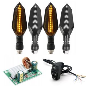 Komplet kierunkowskazy dynamiczne (4 szt.) + przetwornica + przełącznik do hulajnogi TECHLIFE