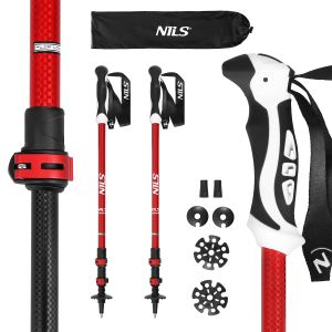 Kije trekkingowe aluminiowe red (para) TK8601 Nils
